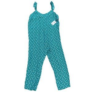 The Nines by HATCH Maternity Green White Floral Sleeveless Ruffle Jumpsuit XXL